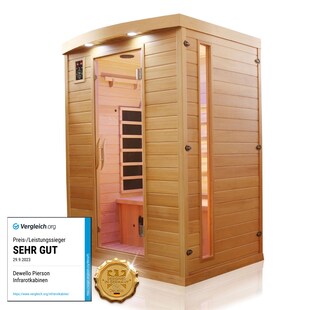 Dewello® Infrarotkabine Infrarotsauna PIERSON 135cm x 105cm inkl. 5 Vollspektrumstrahler, 3 Karbonstrahler, 2 Personen 