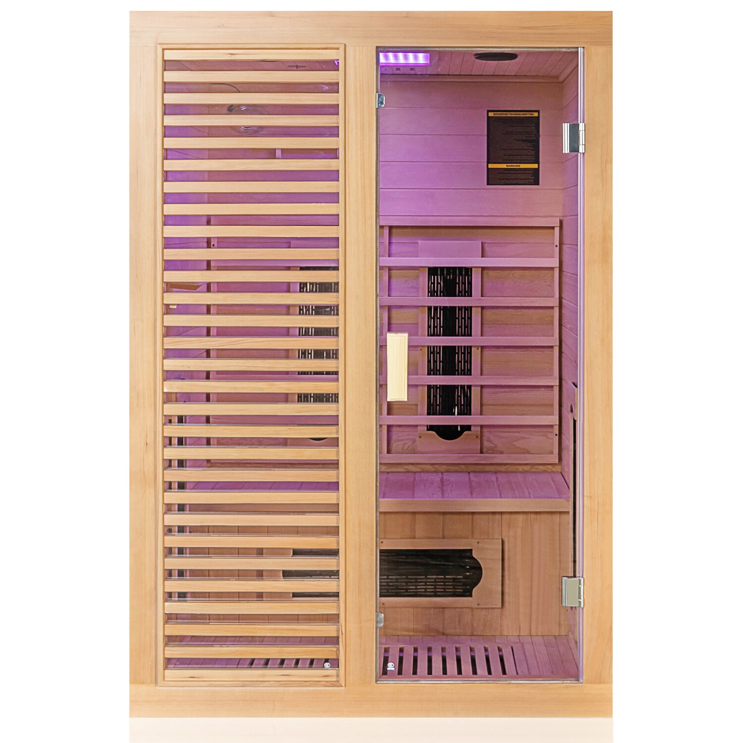 ® Infrarotkabine Infrarotsauna HAMLIN 130cm x 105cm inkl. 5 Keramikstrahler, Karbon Bodenstrahler, Farblicht