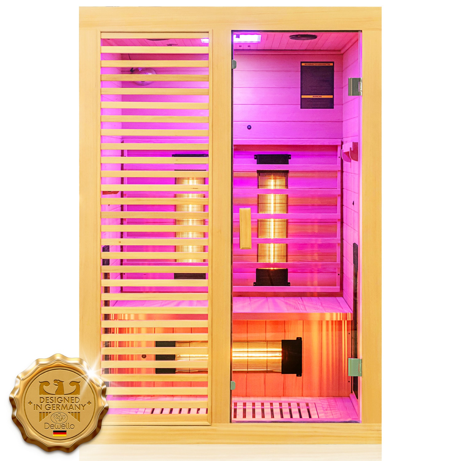 Dewello&reg; Infrarotkabine Infrarotsauna HAMLIN 130cm x 105cm inkl. 5 Vollspektrumstrahler, Bodenstrahler, 2 Personen, LED 