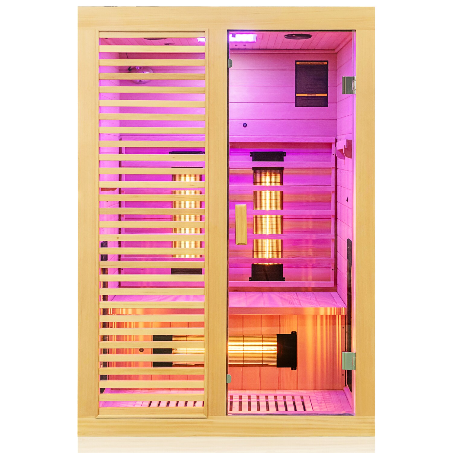 ® Infrarotkabine Infrarotsauna HAMLIN 130cm x 105cm inkl. 5 Vollspektrumstrahler, Bodenstrahler, 2 Personen, LED