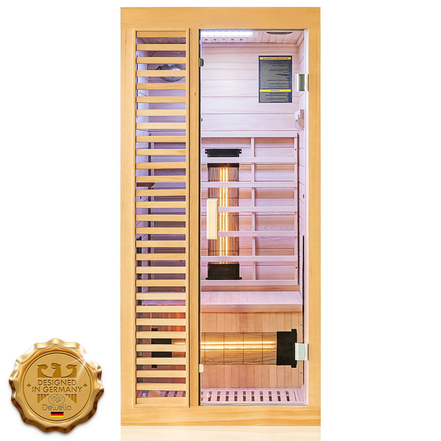 ® Infrarotkabine Infrarotsauna HAMLIN 90cm x 90cm inkl. 4 Vollspektrumstrahler, Bodenstrahler, 1 Person, LED