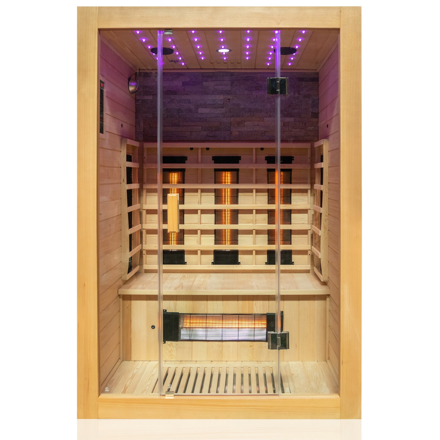 ® Infrarotkabine Infrarotsauna MILTON 135cm x 105cm inkl. 6 Vollspektrumstrahler, Bodenstrahler, 2 Personen, LED