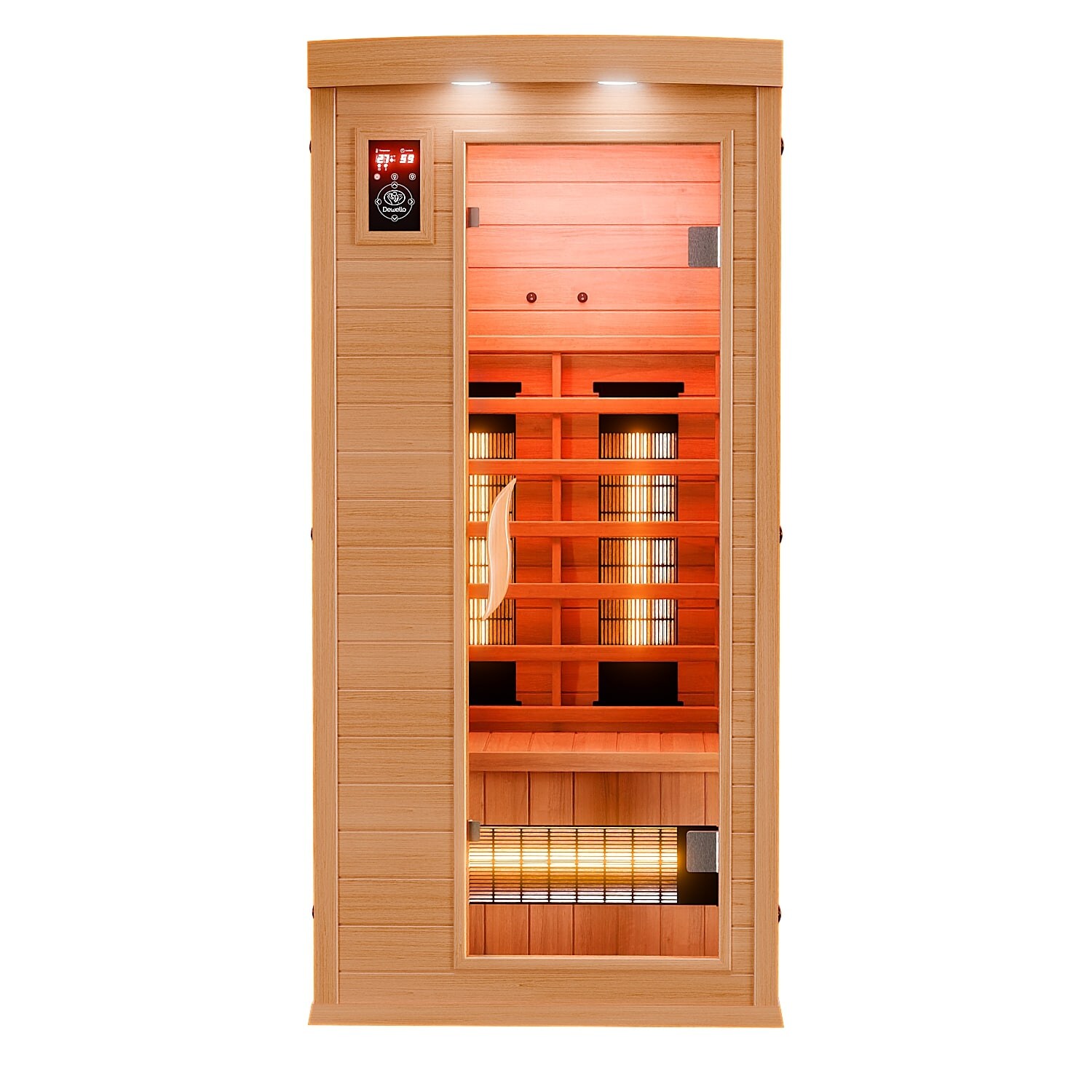 ® Infrarotkabine Infrarotsauna PIERSON 90cm x 90cm inkl. 3 Vollspektrumstrahler, 3 Karbonstrahler, Farblicht, LED