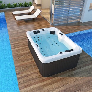 TroniTechnik® Outdoor Whirlpool LEVANZO inkl. Heizung, Hydromassage, Sanitäracryl und Farblicht, 190x135cm 450 Liter 