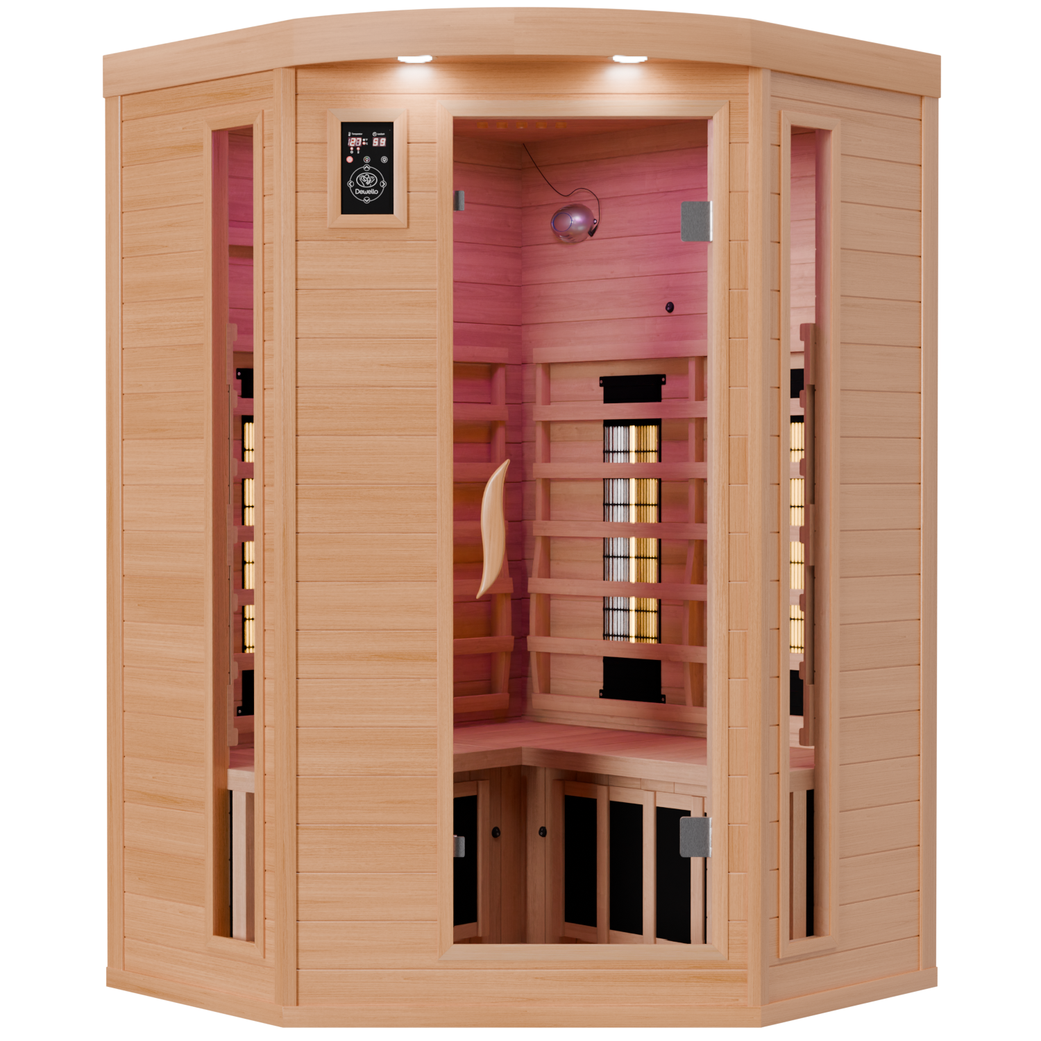® Infrarotkabine Infrarotsauna LAKEFIELD 3 120cm x 120cm inkl. 5 Vollspektrumstrahler, 5 Karbonstrahler, 2 Personen