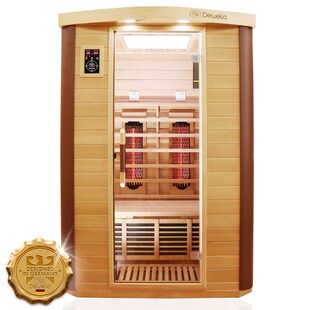 Dewello® Infrarotkabine Infrarotsauna TORONTO 127cm x 106cm inkl. 4 Vollspektrumstrahler, 4 Karbonstrahler, 4 Personen 