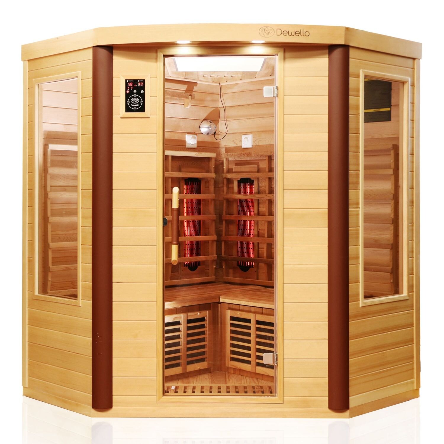 ® Infrarotkabine Infrarotsauna TORONTO 152cm x 152cm inkl. 6 Vollspektrumstrahler, 3 Karbonstrahler, Farblicht