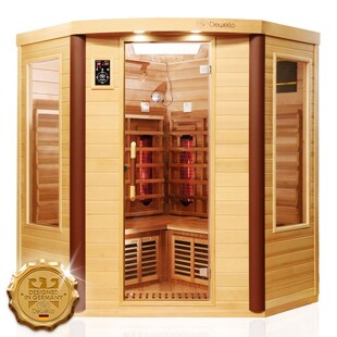 Dewello® Infrarotkabine Infrarotsauna TORONTO 152cm x 152cm inkl. 6 Vollspektrumstrahler, 3 Karbonstrahler, Farblicht 