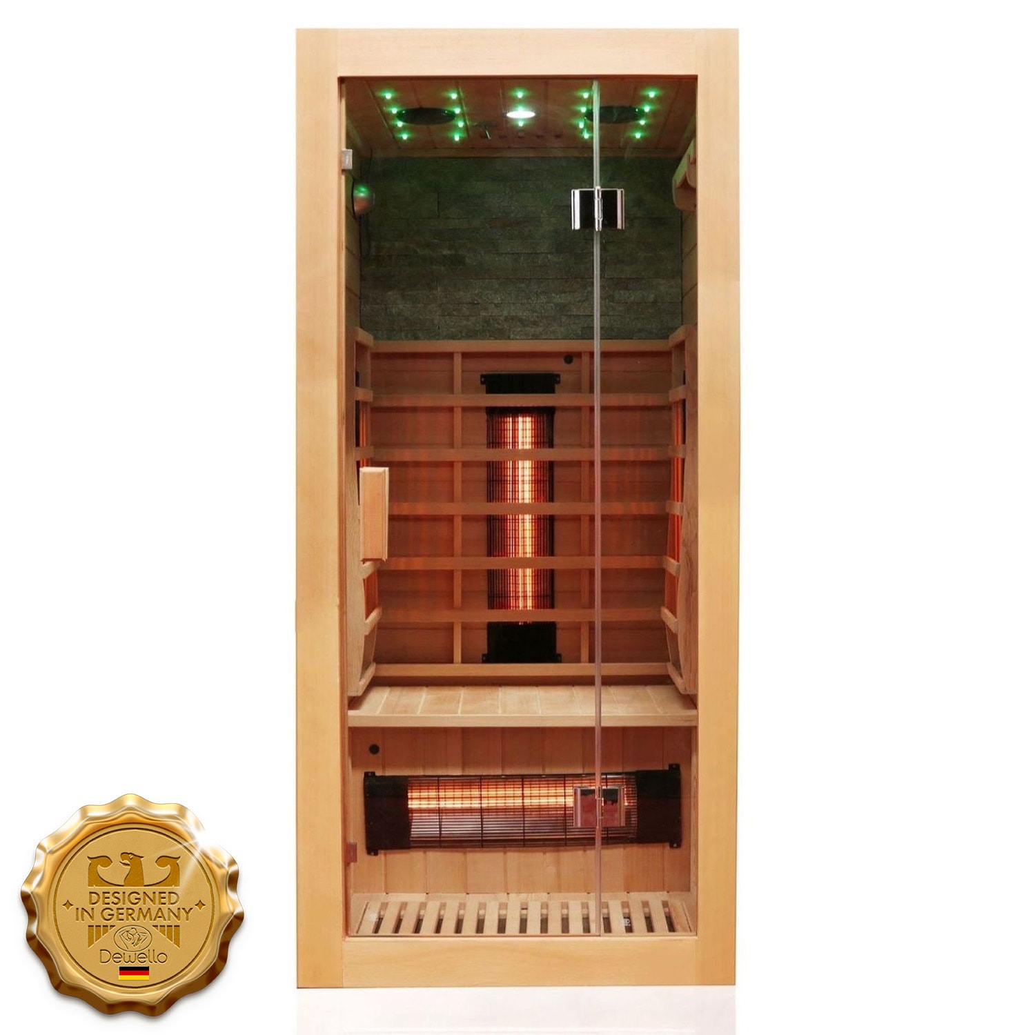 Dewello&reg; Infrarotkabine Infrarotsauna MILTON 90cm x 90cm inkl. 4 Vollspektrumstrahler, Bodenstrahler, 1 Person, LED 
