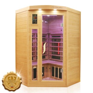 Dewello® Infrarotkabine Infrarotsauna LAKEFIELD PRO Hemlock-Zeder 120cm x 120cm inkl. Vollspektrumstrahler, Bodenstrahler 