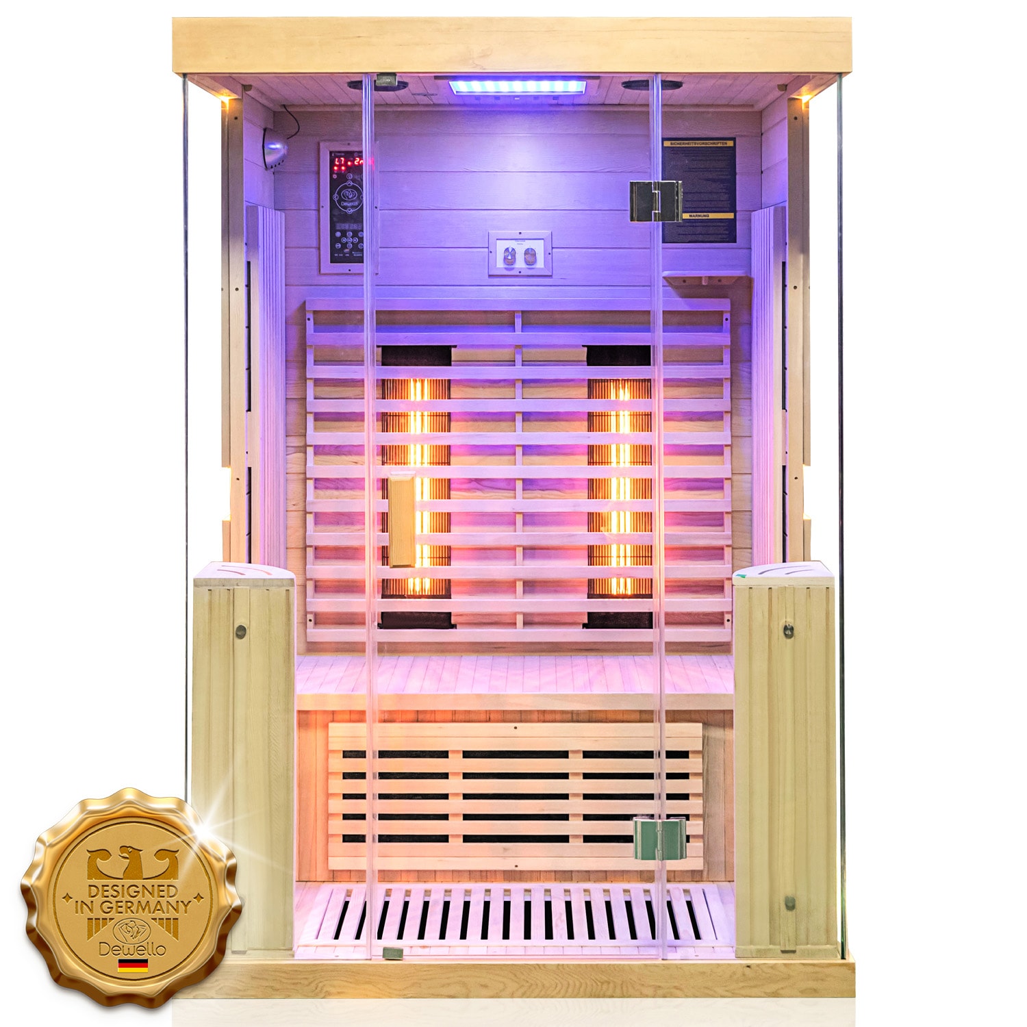 Dewello&reg; Infrarotkabine Infrarotsauna KINGSTON 130cm x 105cm inkl. 4 Vollspektrumstrahler, 2 Karbonstrahler, 2 Personen 