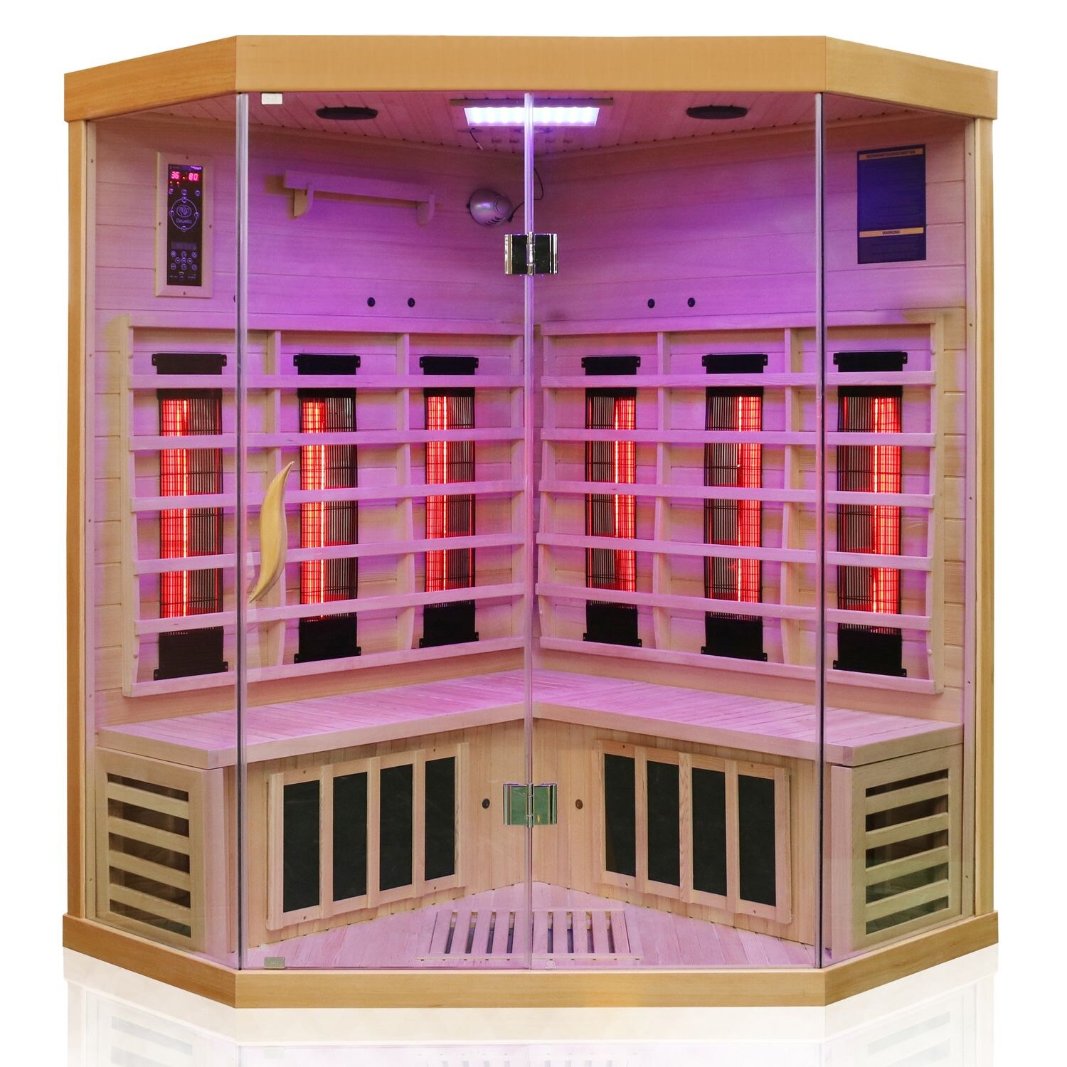 ® Infrarotkabine Infrarotsauna BRANDON 140cm x 140cm inkl. 6 Vollspektrumstrahler, 3 Karbonstrahler, 2 Personen