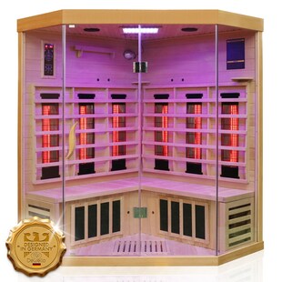 Dewello® Infrarotkabine Infrarotsauna BRANDON 140cm x 140cm inkl. 6 Vollspektrumstrahler, 3 Karbonstrahler, 2 Personen 