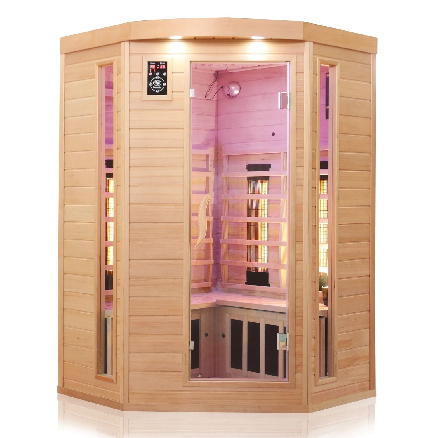 ® Infrarotkabine Infrarotsauna Wärmekabine LAKEFIELD 3 140cm x 140cm inkl. 5 Vollspektrumstrahler, 5 Karbonstrahler