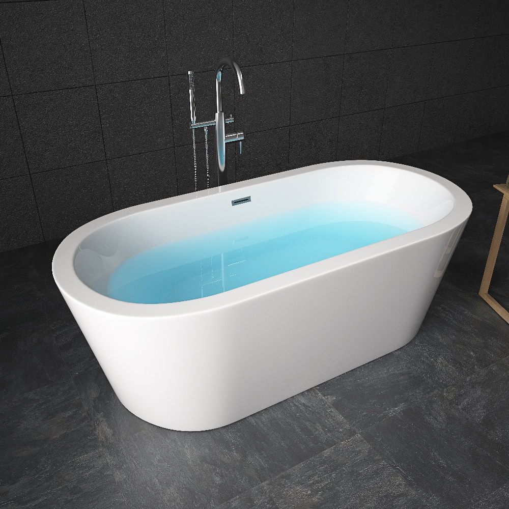 TroniTechnik&reg; Freistehende Badewanne PIPERI Ma&szlig;e ca. 168 x 80 x 60cm Wanne - F&uuml;llmenge 210 Liter, aus Acryl mit Siphon 