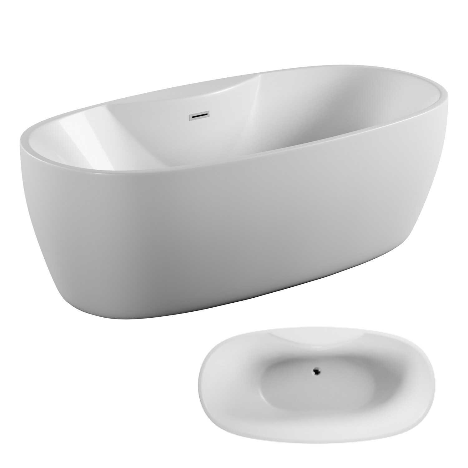 TroniTechnik&reg; Freistehende Badewanne ANAFI Ma&szlig;e ca. 170 x 80 x 58cm Wanne - F&uuml;llmenge 195 Liter, aus Acryl mit Siphon 