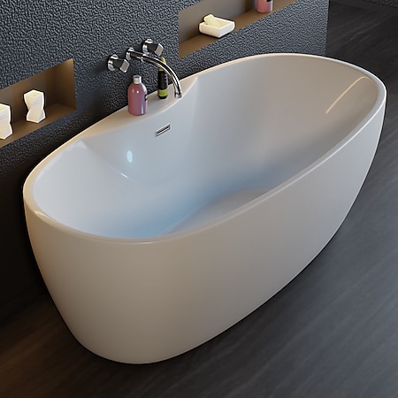 TroniTechnik® Freistehende Badewanne ANAFI Maße ca. 170 x 80 x 58cm Wanne - Füllmenge 195 Liter, aus Acryl mit Siphon 