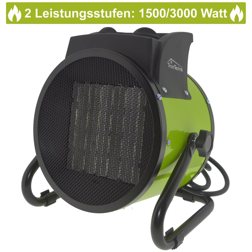 TroniTechnik® KH-503 Keramikheizer Heizlüfter Heizung 3.000 Watt, mit Tragegriff, PTC Keramik, stufenlose Thermosteuerung