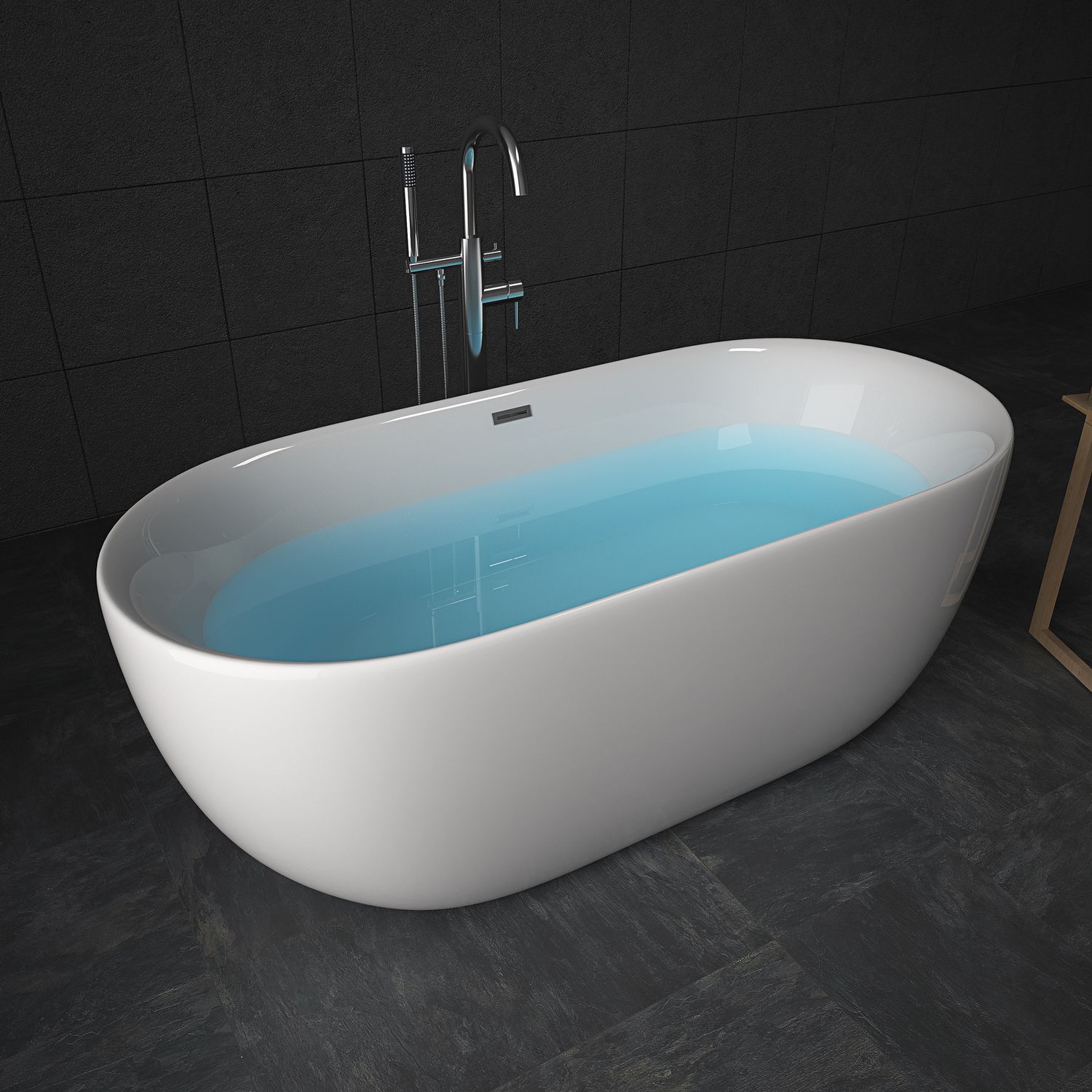 TroniTechnik&reg; Freistehende Badewanne SIFNOS Ma&szlig;e ca. 170 x 80 x 58cm Wanne - F&uuml;llmenge 195 Liter, aus Acryl mit Siphon 