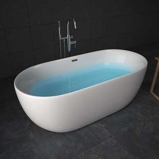 TroniTechnik® Freistehende Badewanne SIFNOS Maße ca. 170 x 80 x 58cm Wanne - Füllmenge 195 Liter, aus Acryl mit Siphon 