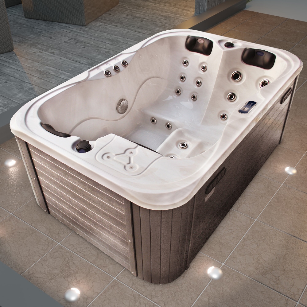 TroniTechnik&reg; Outdoor Whirlpool Spa TINO PRO mit Isolierung Wei&szlig; Silber Marmoriert  195cm x 127cm, Heizung, Hydromassage 