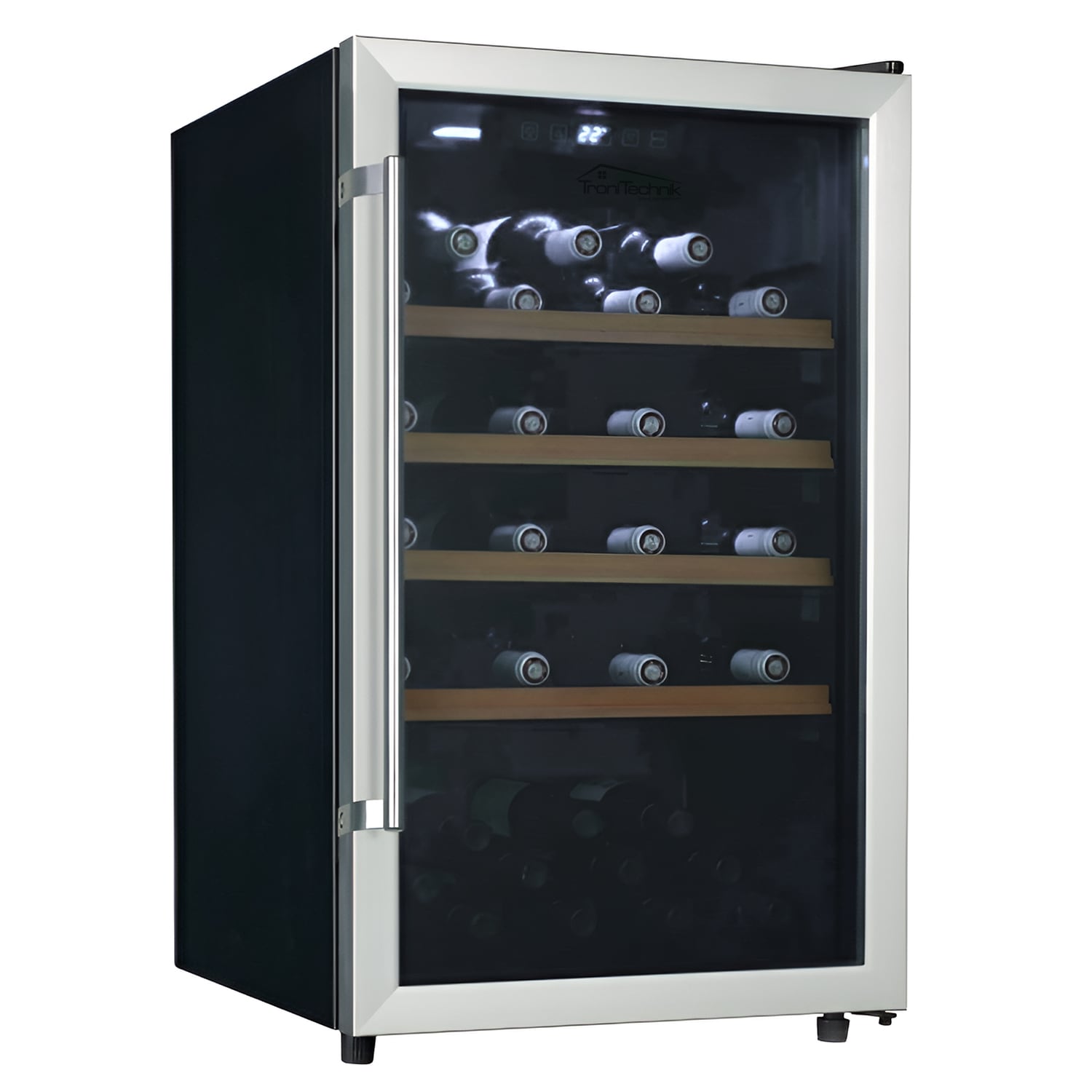 TroniTechnik&reg; Weink&uuml;hlschrank, Getr&auml;nkek&uuml;hlschrank, 126 Liter, 63 Flaschen, Wein K&uuml;hlschrank Edelstahl-Optik, mit LED 