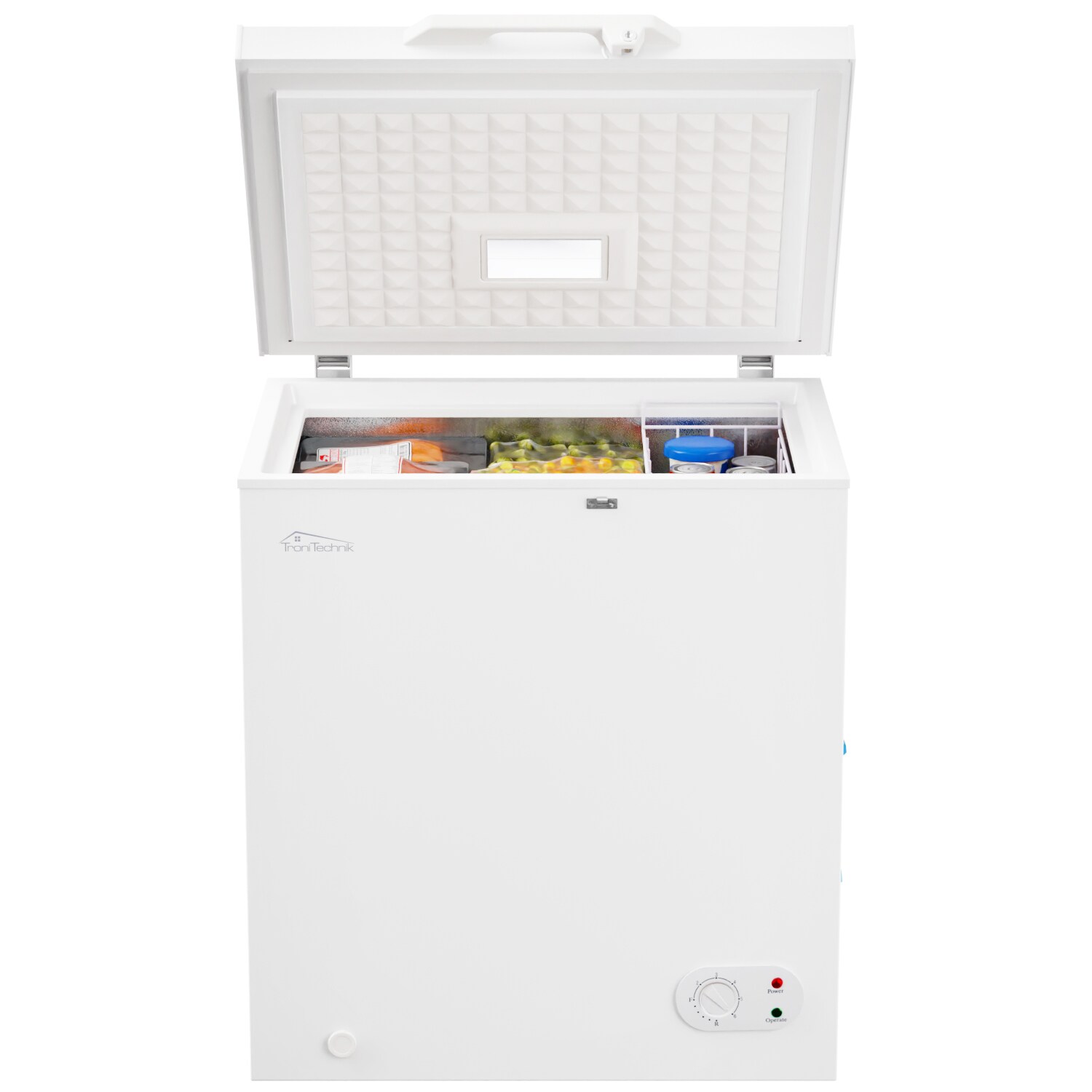 TroniTechnik&reg; Gefriertruhe K&uuml;hltruhe BORGAR PRO mit 2in1 Gefrier- und K&uuml;hlfunktion | 160 Liter, 184kwh/Jahr, LED, Griff 