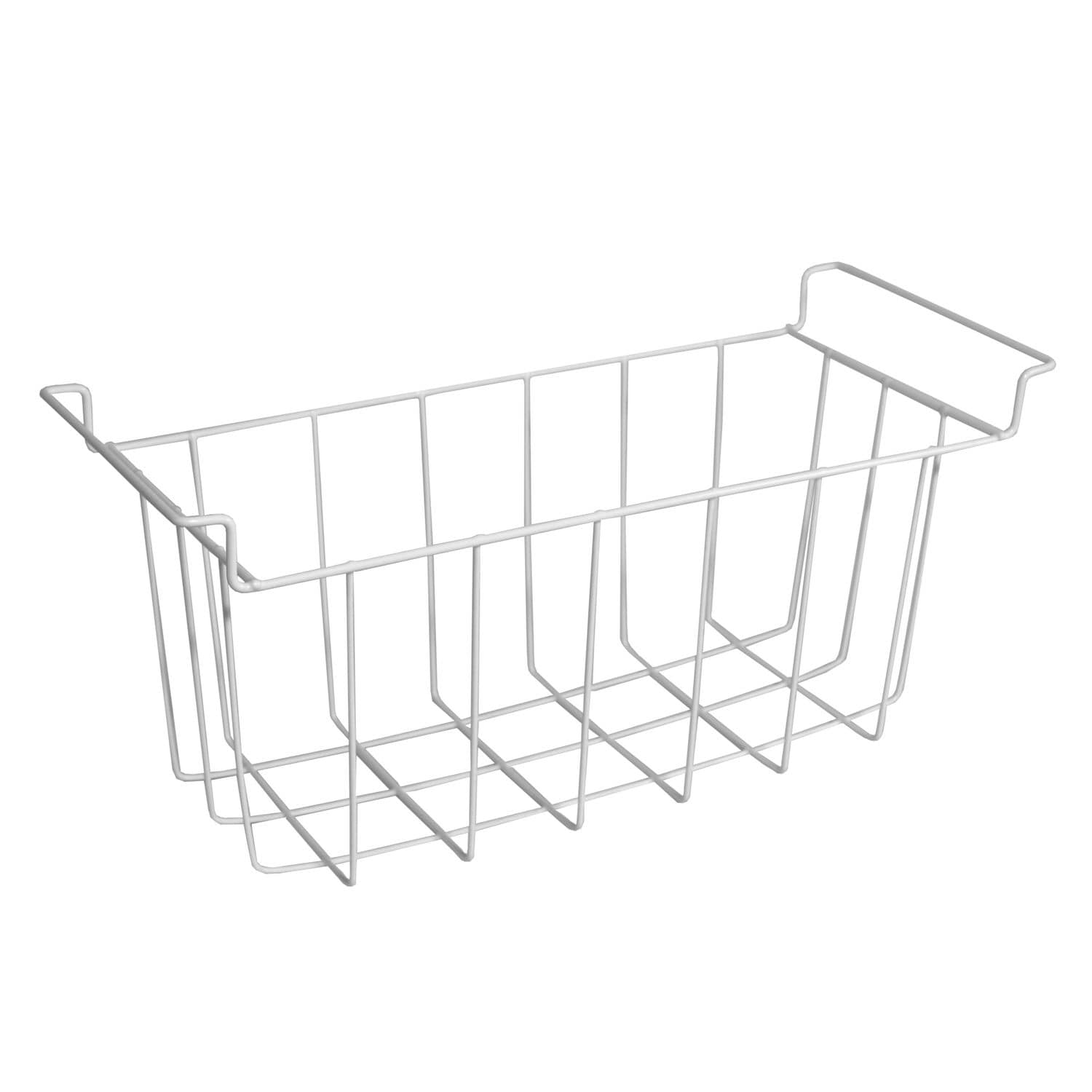 TroniTechnik&reg; Aufbewahrungskorb 41,5cmx16cmx20cm , Einlegekorb Gefrierschrank Organizer, Drahtkorb aus Eisen mit PE-Beschichtung, Wei&szlig; 