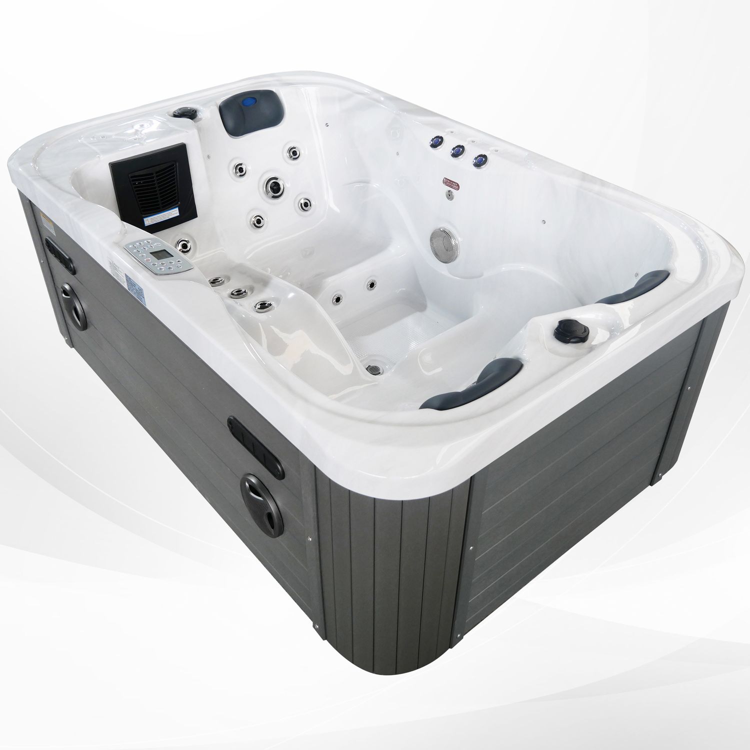TroniTechnik&reg; Outdoor Whirlpool Spa TINO Wei&szlig; Silber Marmoriert 195cm x 127cm mit Heizung, Hydromassage, zwei Pumpen 