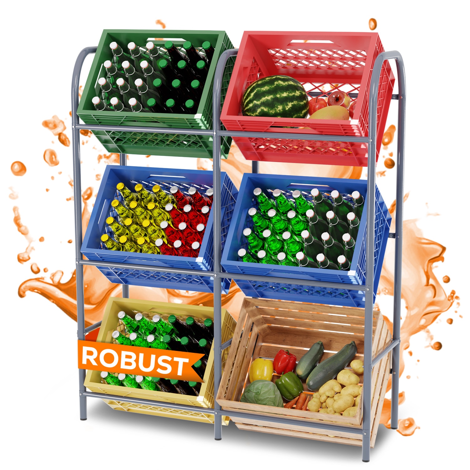 TroniTechnik&reg; Getr&auml;nkekistenregal Getr&auml;nkeregal Kistenregal Metall Regal 6 K&auml;sten TT-GK 02, Bierkastenst&auml;nder Kistenst&auml;nder 