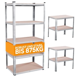 TroniTechnik® Schwerlastregal, Kellerregal, Lagerregal, 40 x 90 x 180 cm, Regal mit Stahlgestell, bis 875 kg, 5 Ablagen 