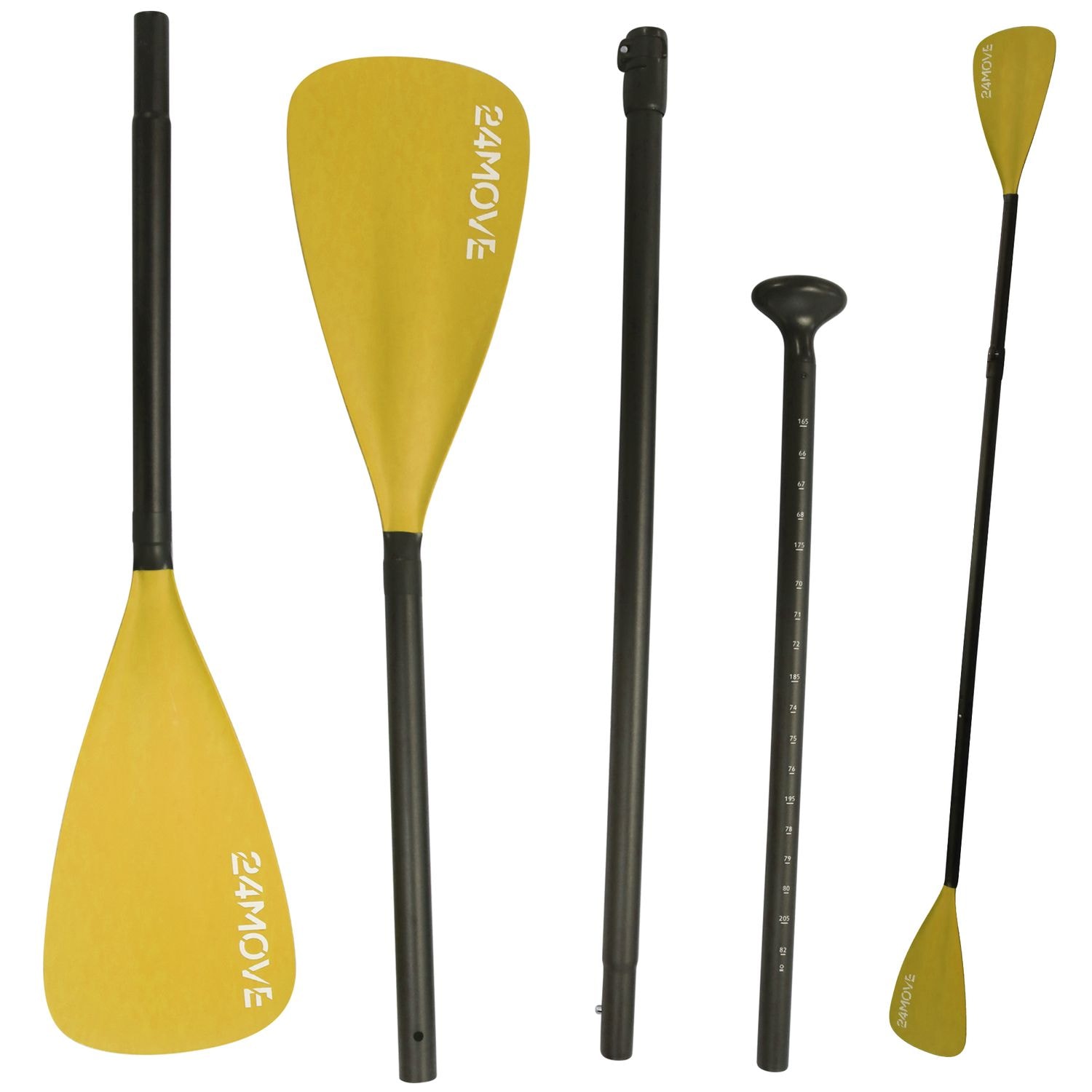 24MOVE Paddel Doppelpaddel 2 in 1 Teleskoppaddel Stechpaddel für SUP Stand Up Board , Kajak, Aluminium 230cm, Orange