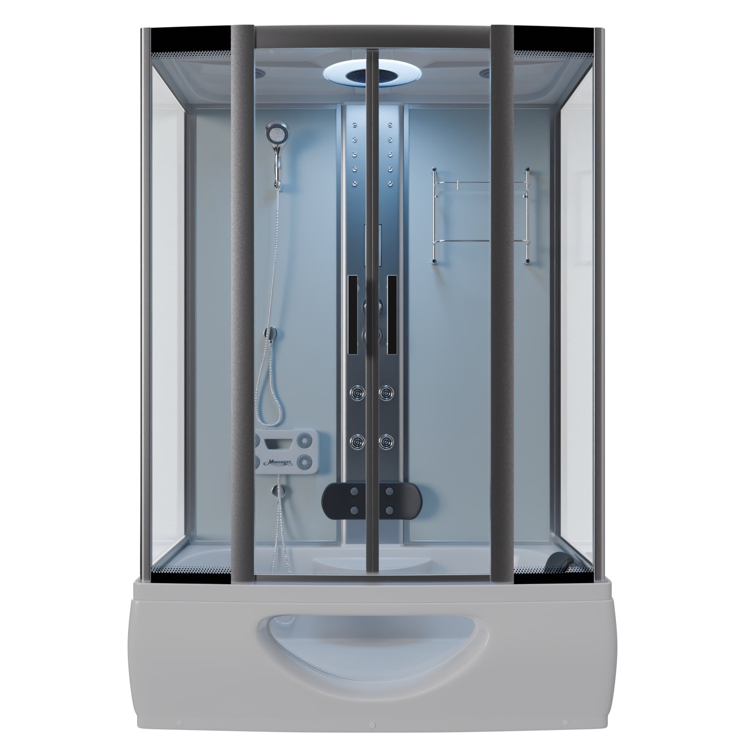 TroniTechnik&reg; Duschtempel Dusche IKARIA 135x80x220cm Komplettdusche Fertigdusche mit Wanne, Duschkabine mit Badewanne, freistehend, inkl. Zubeh&ouml;r, Regendusche, Massage 