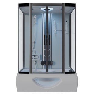 TroniTechnik® Duschtempel Dusche IKARIA 135x80x220cm Komplettdusche Fertigdusche mit Wanne, Duschkabine mit Badewanne, freistehend, inkl. Zubehör, Regendusche, Massage 