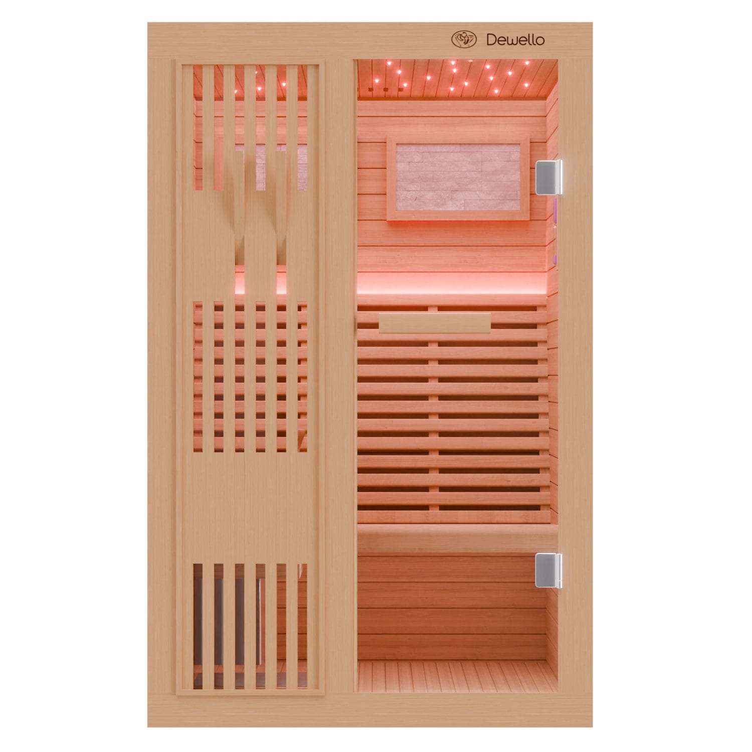 Dewello Finnische Sauna MINTO 120x120 Kabine aus Hemlock Tannenholz mit 3,5 kW Harvia Ofen, inkl Sauna Set bei Marktkauf online bestellen