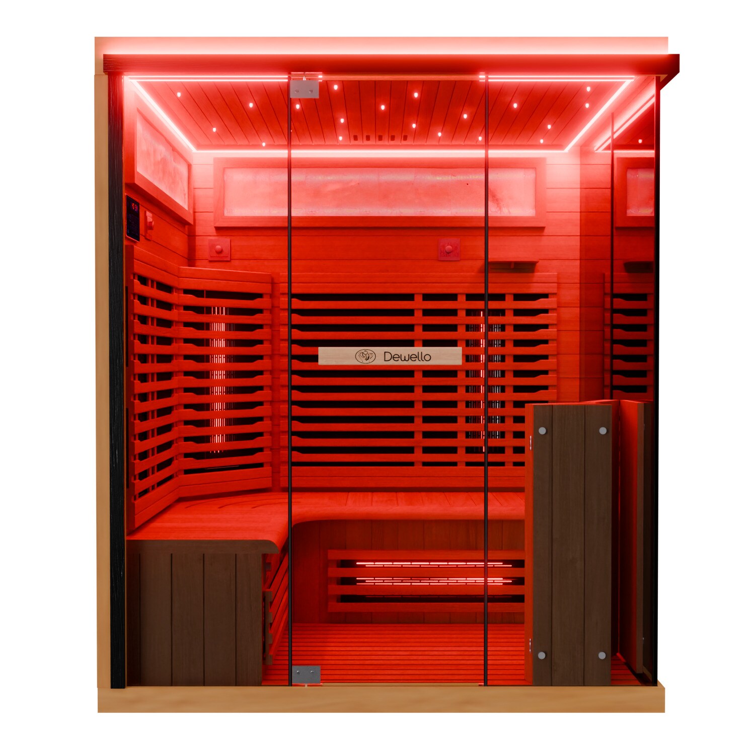 ® Infrarotkabine Infrarotsauna KENORA 160x120 für 2-3 Personen aus Hemlockholz, Dual-Therm, mit Salzsteinoptik