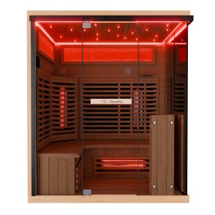 Dewello® Infrarotkabine Infrarotsauna KENORA 160x120 für 2-3 Personen aus Hemlockholz, Dual-Therm, mit Salzsteinoptik 