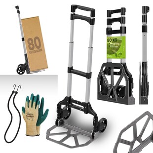 TroniTechnik® Sackkarre Handkarre klappbar, Transportkarre bis 80kg, Klappwagen - Vollgummireifen, höhenverstellbar 