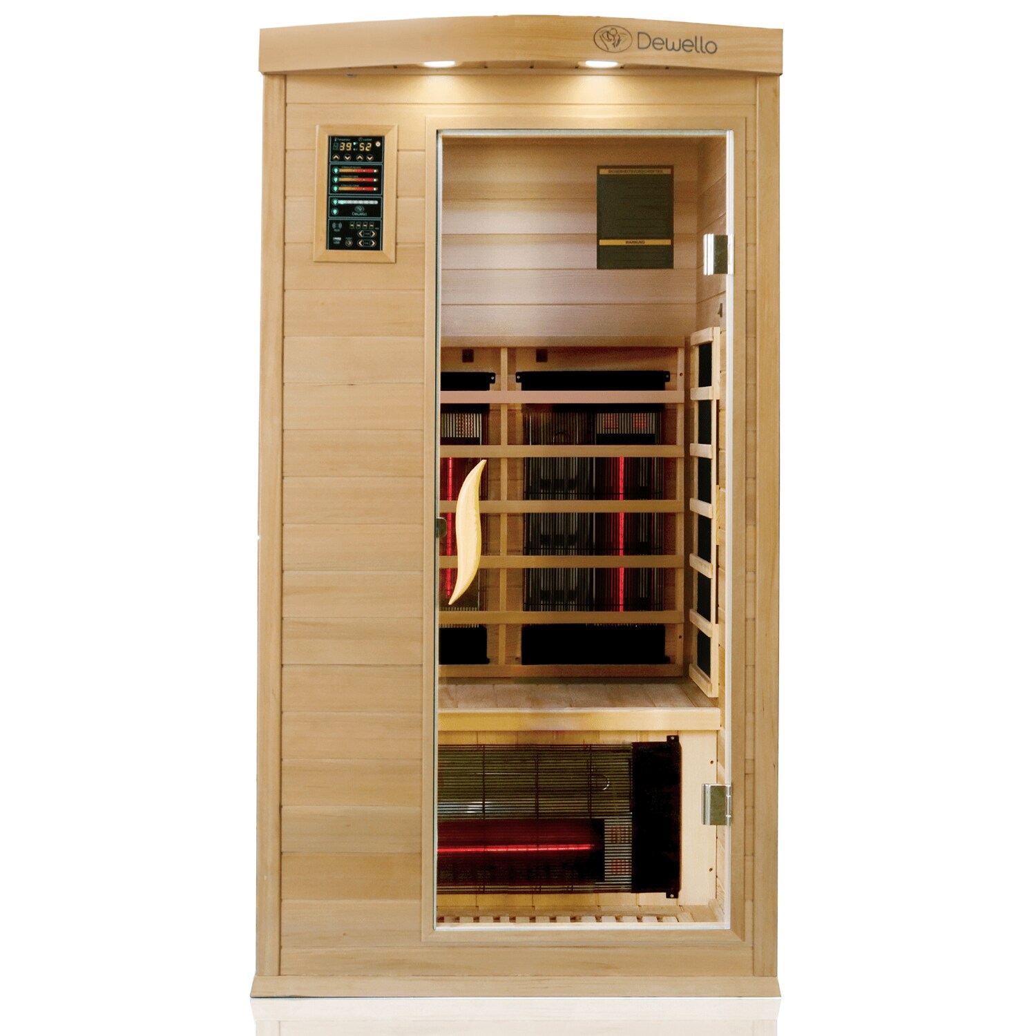® Infrarotkabine Pierson Pro 100x100 für 1 Person, Hemlockholz & Zeder, 3 DUO-Vollspektrumstrahler, 3 Karbonstrahler