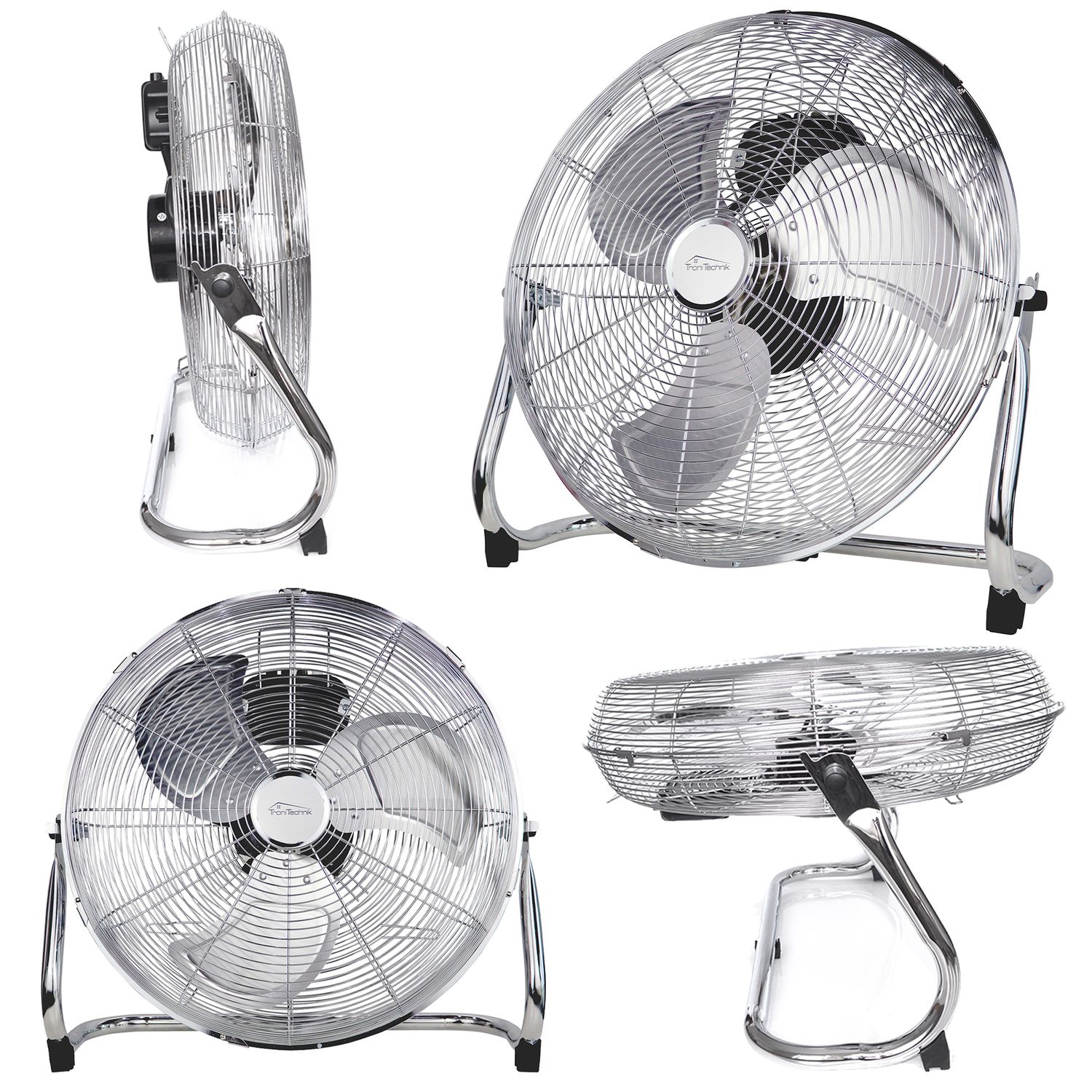 TroniTechnik&reg; Bodenventilator Windmaschine mit drei Geschwindigkeitsstufen 100W, verstellbar ?45cm 