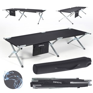 24MOVE® Feldbett Campingbett bis 200 kg In-und Outdoor Camping faltbar, inkl. Tragetasche für einfachen Transport 