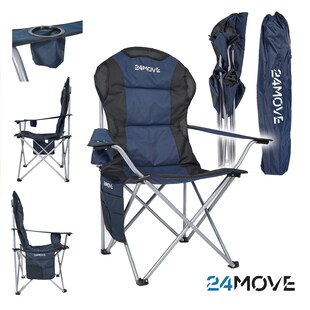 24MOVE® Campingstuhl Salvador faltbar Camping Klappstuhl gepolstert inkl. Tragetasche, bis 150kg belastbar, blau 