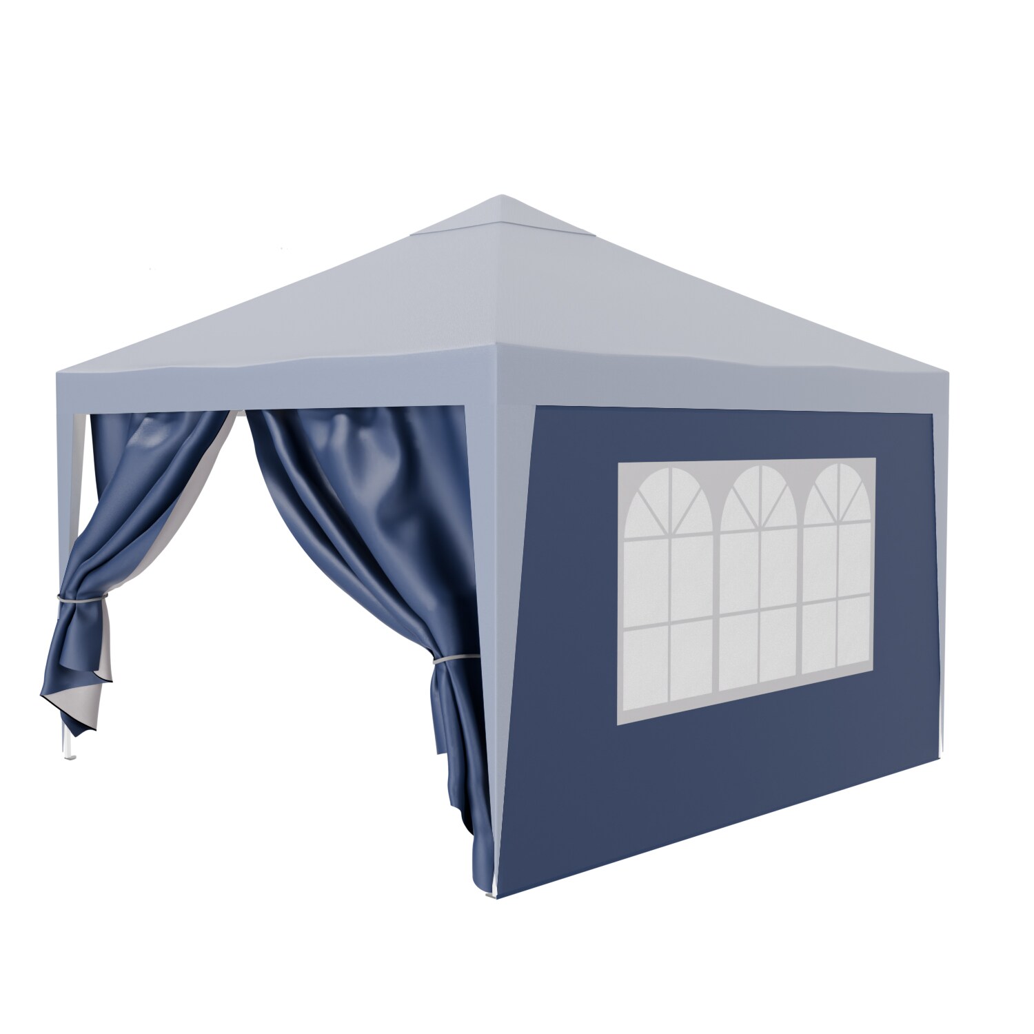 24MOVE&reg; Pavillon Seitenteile 2er Set 2x3m mit Fenster & Reissverschluss, wasserdicht, blau - f&uuml;r Partyzelt, Festzelt, Festivals 