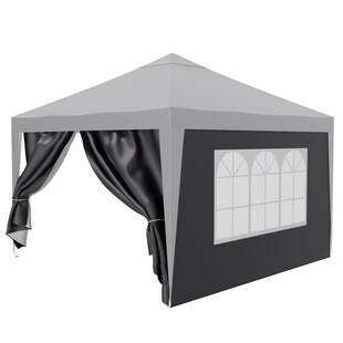 24MOVE® Pavillon Seitenteile 2er Set 2x3m mit Fenster & Reissverschluss, wasserdicht, grau - für Partyzelt, Festzelt, Festivals 