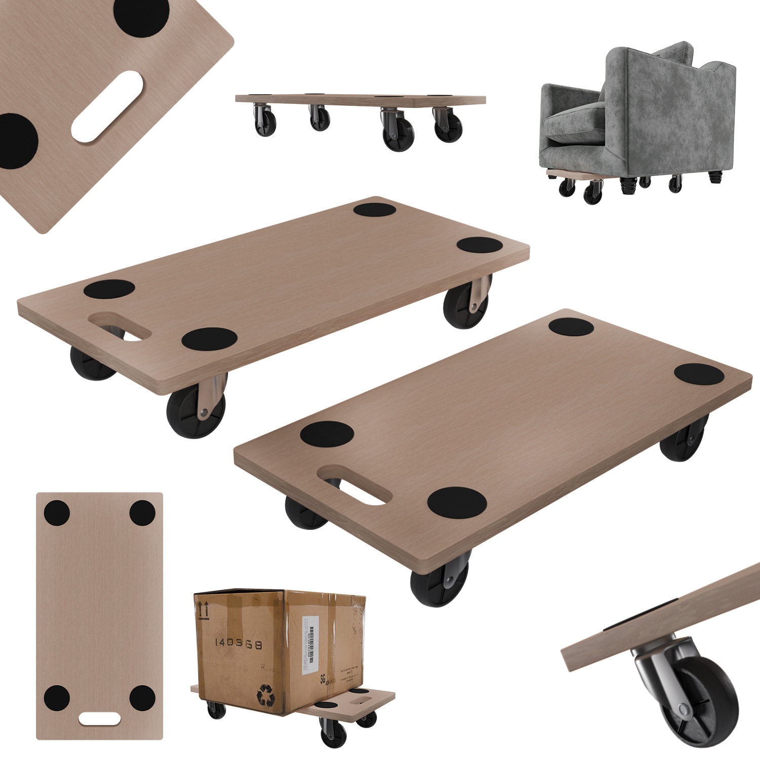 TroniTechnik&reg; Rollbrett TT-RB 02 SET (2 St&uuml;ck) Transportroller rutschfest je 200 kg Tragf&auml;higkeit,M&ouml;bel Transporthilfe f&uuml;r Umzug | Transport Rollbrett f&uuml;r Umzug & Werkst&auml;tten 