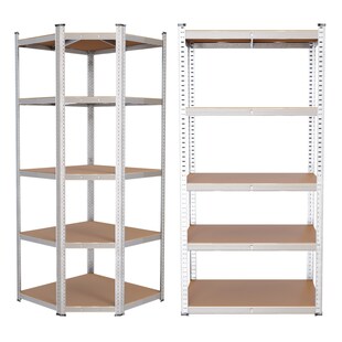 TroniTechnik® Schwerlastregal Lagerregal Kistenregal mit MDF Platten, verzinkt, 2er Set bestehend aus Eck und Seitenregal 