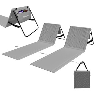 24MOVE® Strandmatte 2er Set klappbar mit Rückenlehne, Strandliege mit Gurt, tragbar für Strand und Garten, Liegematte grau 
