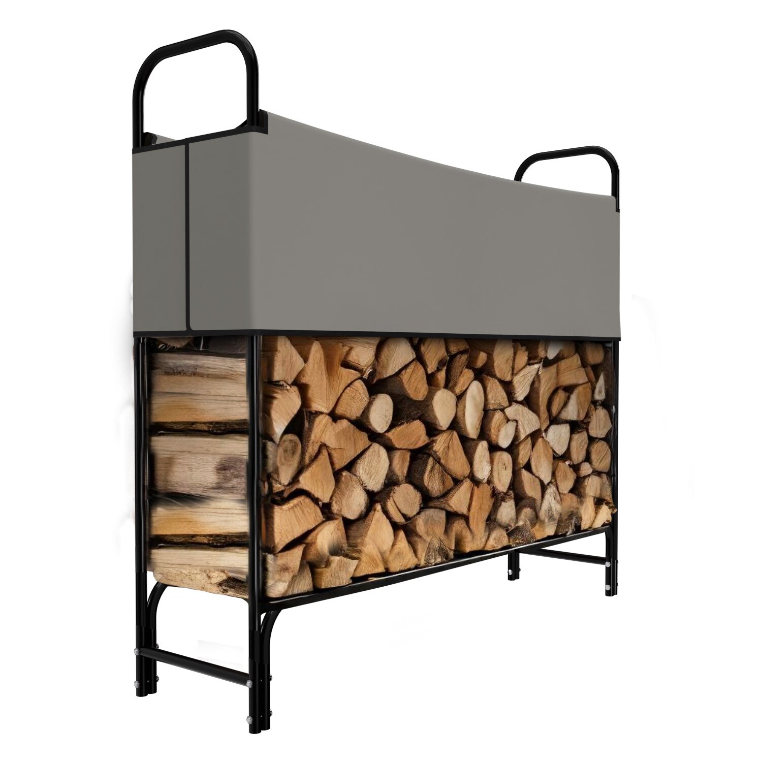 ® Kaminholzregal Metall Brennholzregal Kaminholzunterstand mit Abdeckung Stapelhilfe pulverbeschichtet 130x30x117cm