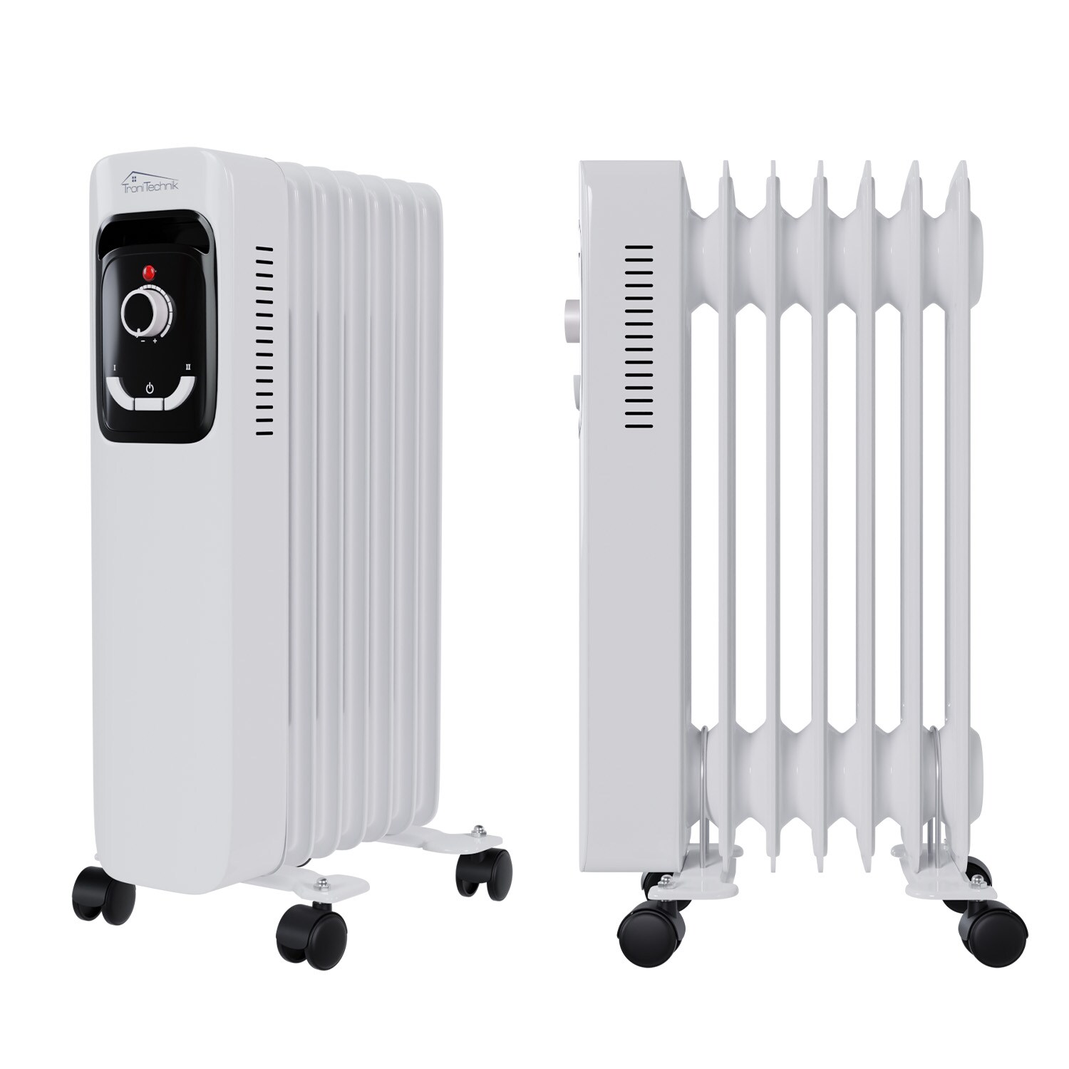 TroniTechnik® Ölradiator Elektroheizung TT-OR 207 in weiß mit 7 Rippen und 1500 Watt, drei Heizstufen (600W, 900W, 1500W)