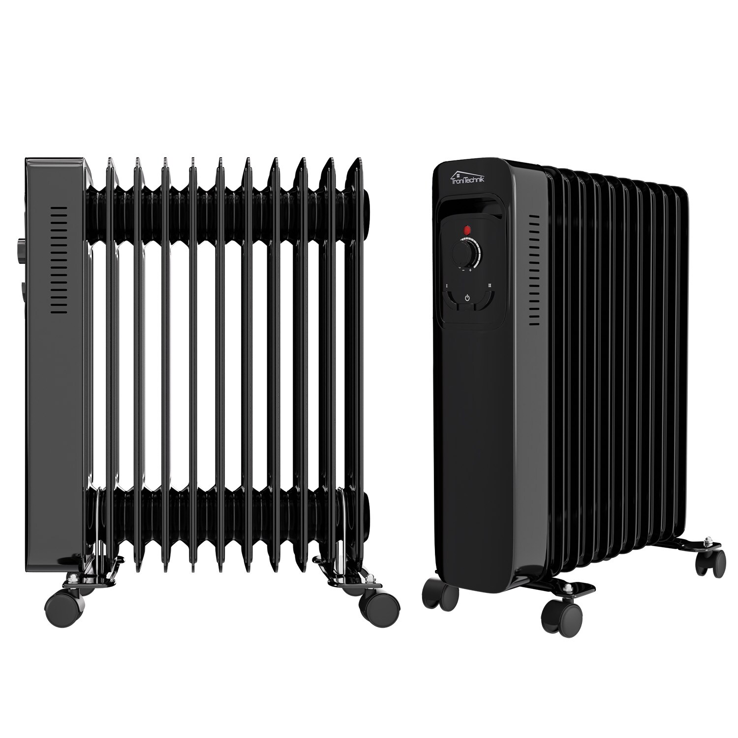 TroniTechnik® Ölradiator Elektroheizung TT-OR 211 in Schwarz mit 11 Rippen und 2500 Watt, drei Heizstufen (1000W, 1500W, 2500W)
